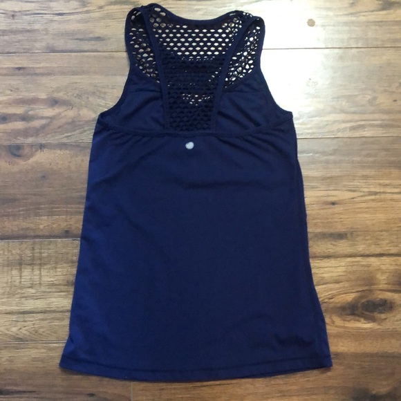 Yogalicious Navy Mesh Cut Out Tank Top - Picture 5 of 6